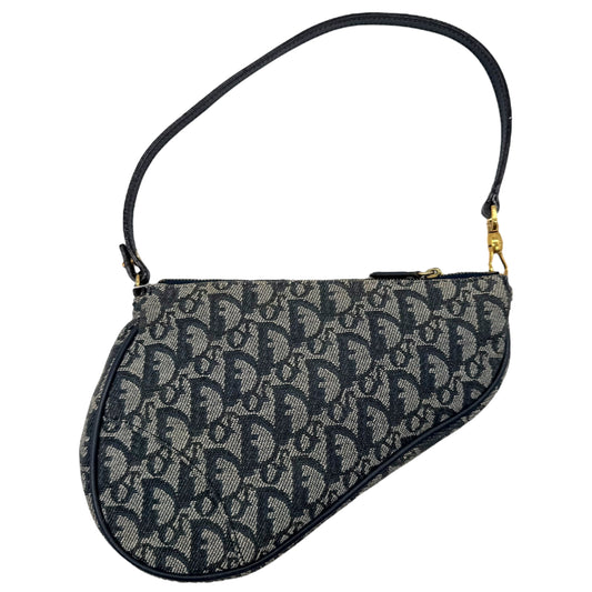 Christian Dior Navy Blue Trotter Monogram Mini Saddle Bag - Outfit Repeater