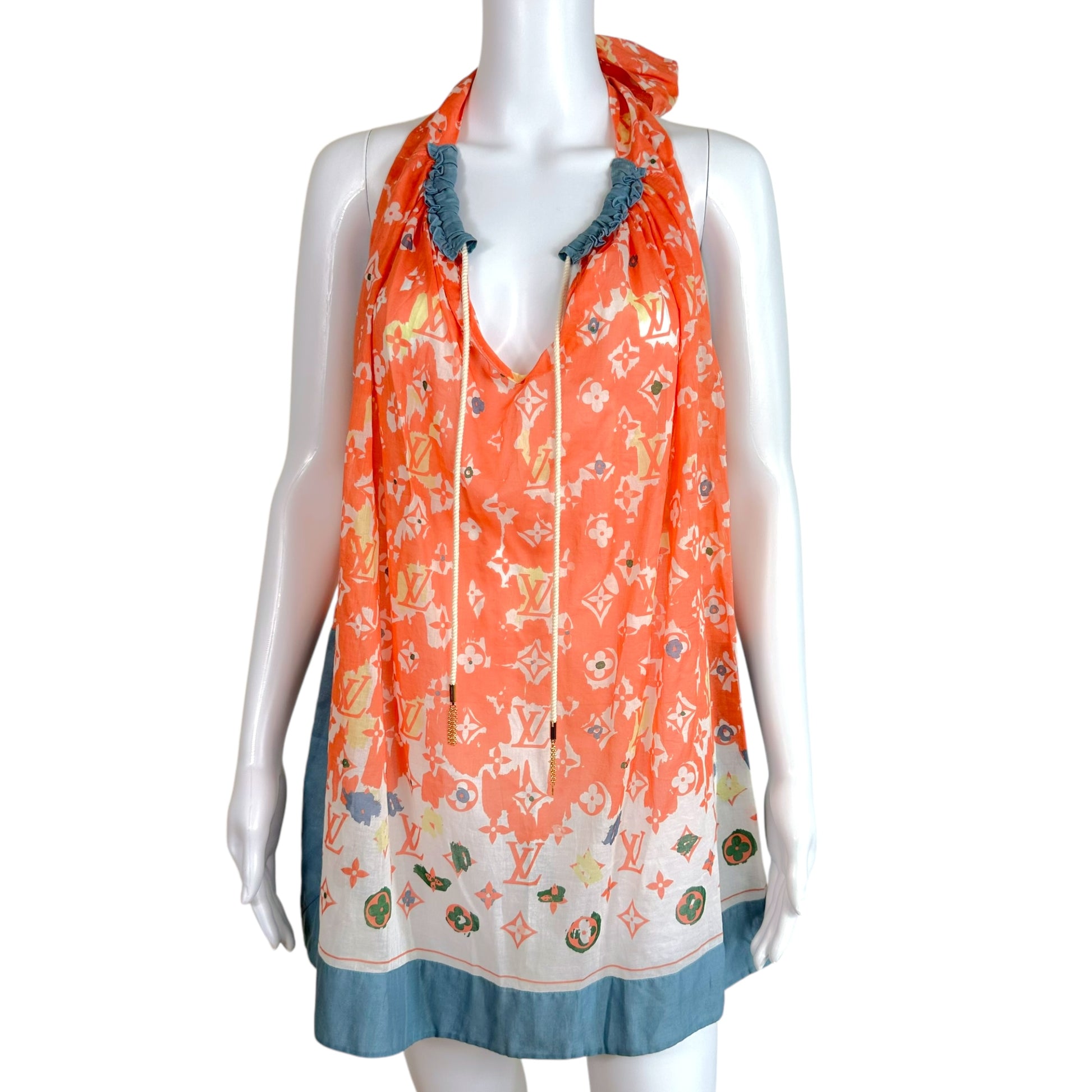 Louis Vuitton Coral Monogram Print Halter Mini Dress - Outfit Repeater