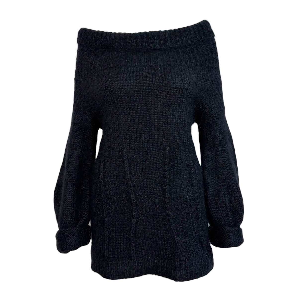 Gucci Black Mohair Knit Off-Shoulder Sweater
