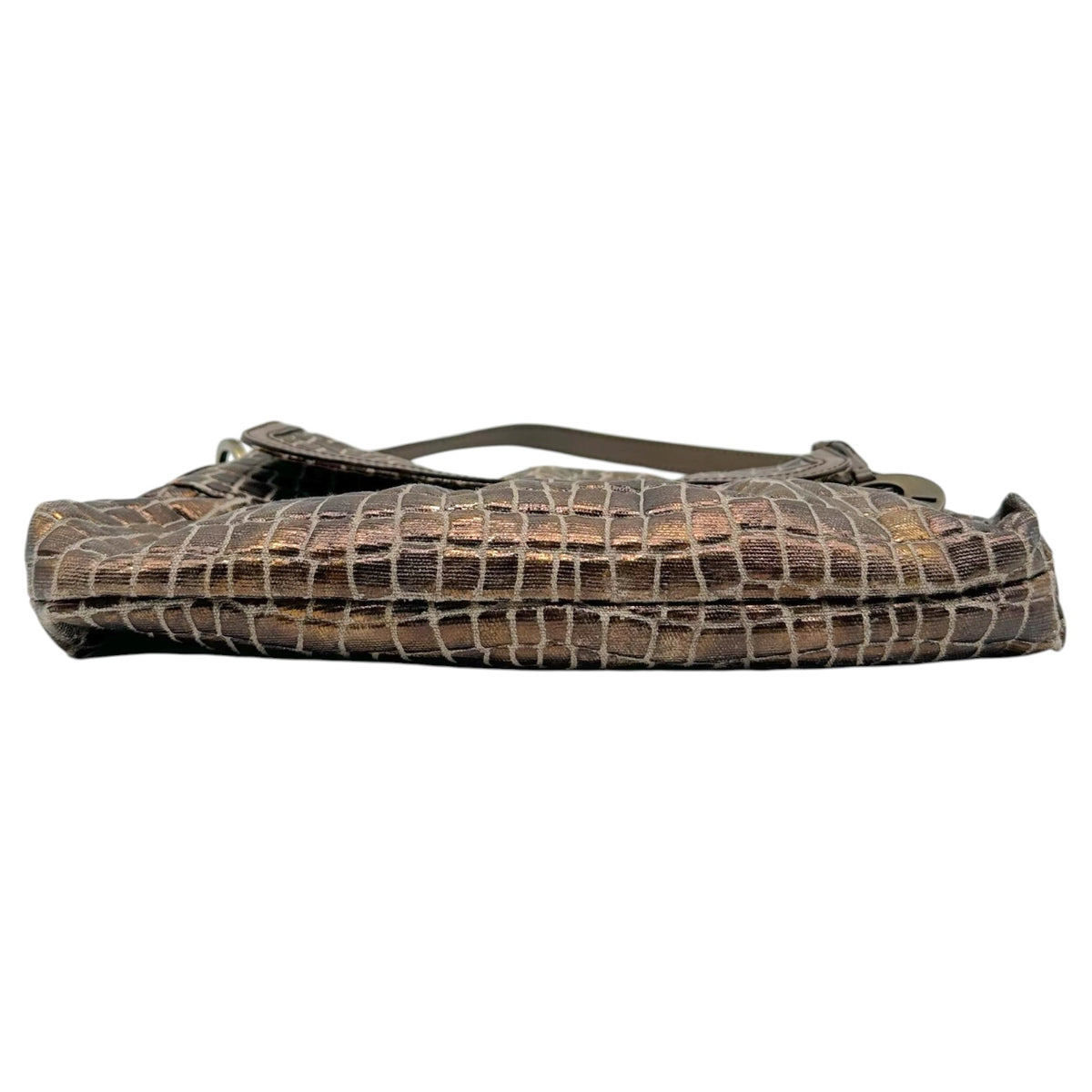 Fendi Small Chef Bag Bronze Metallic Croc Printed Canvas