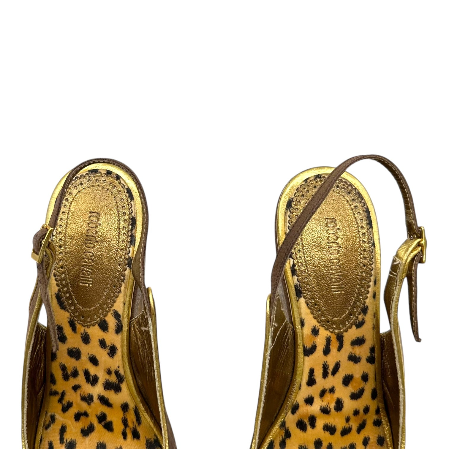 Roberto Cavalli Brown Suede Platform Slingback Heels - Outfit Repeater