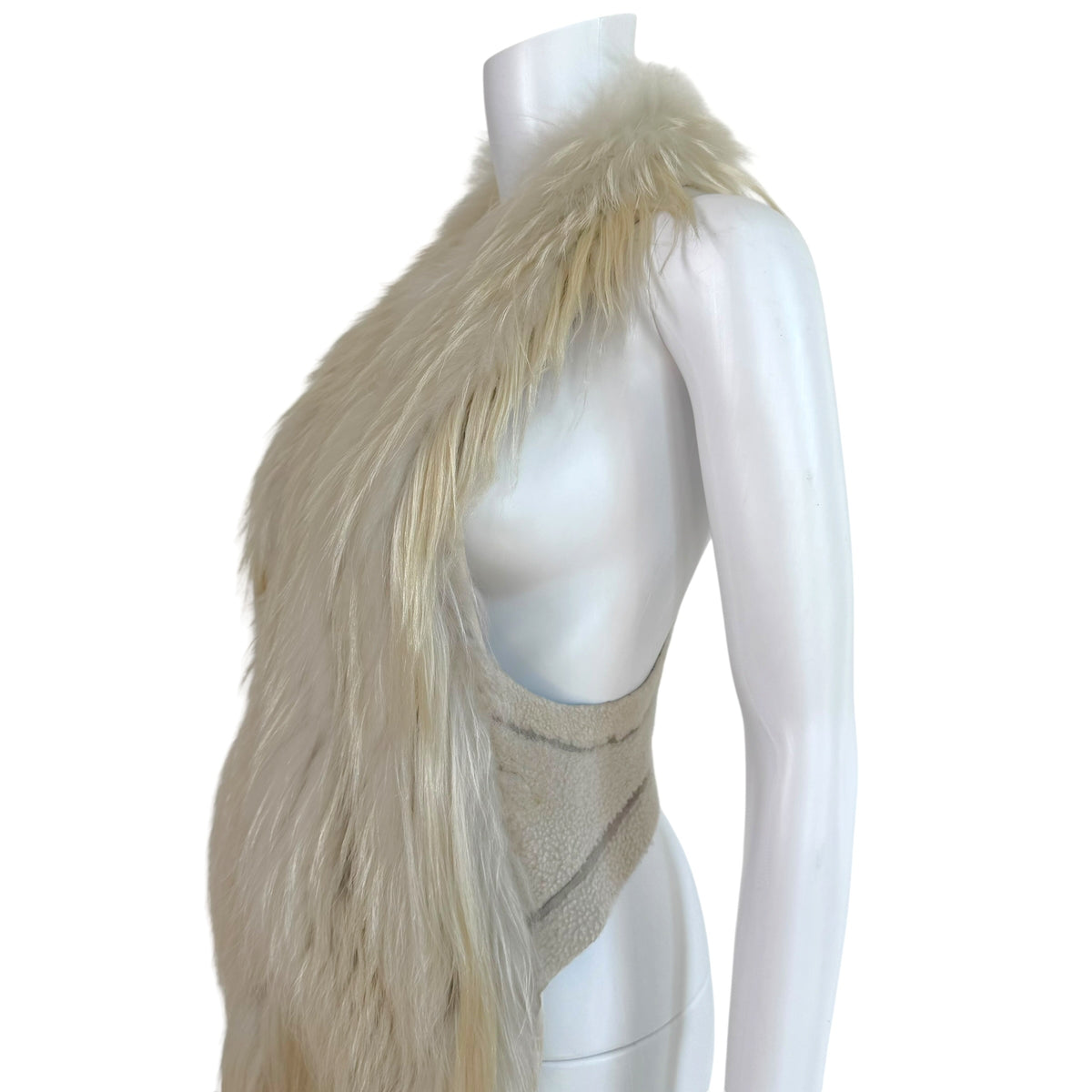 Roberto Cavalli Ivory Shearling Goat Fur Vest