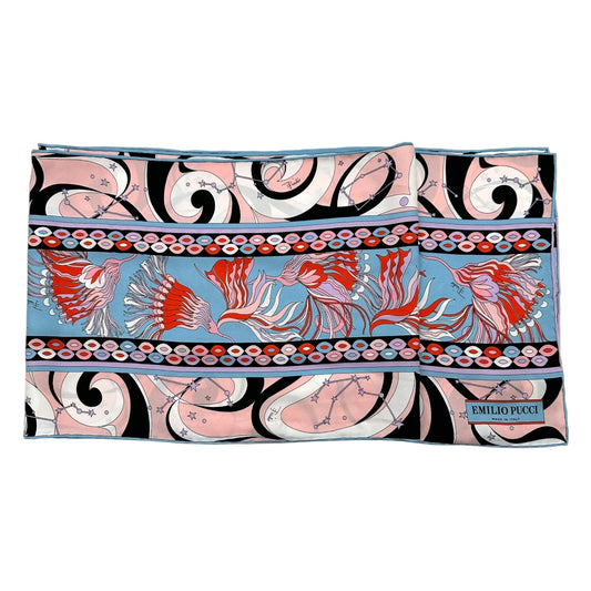 Emilio Pucci Multicolor Astrological Printed Silk Long Scarf