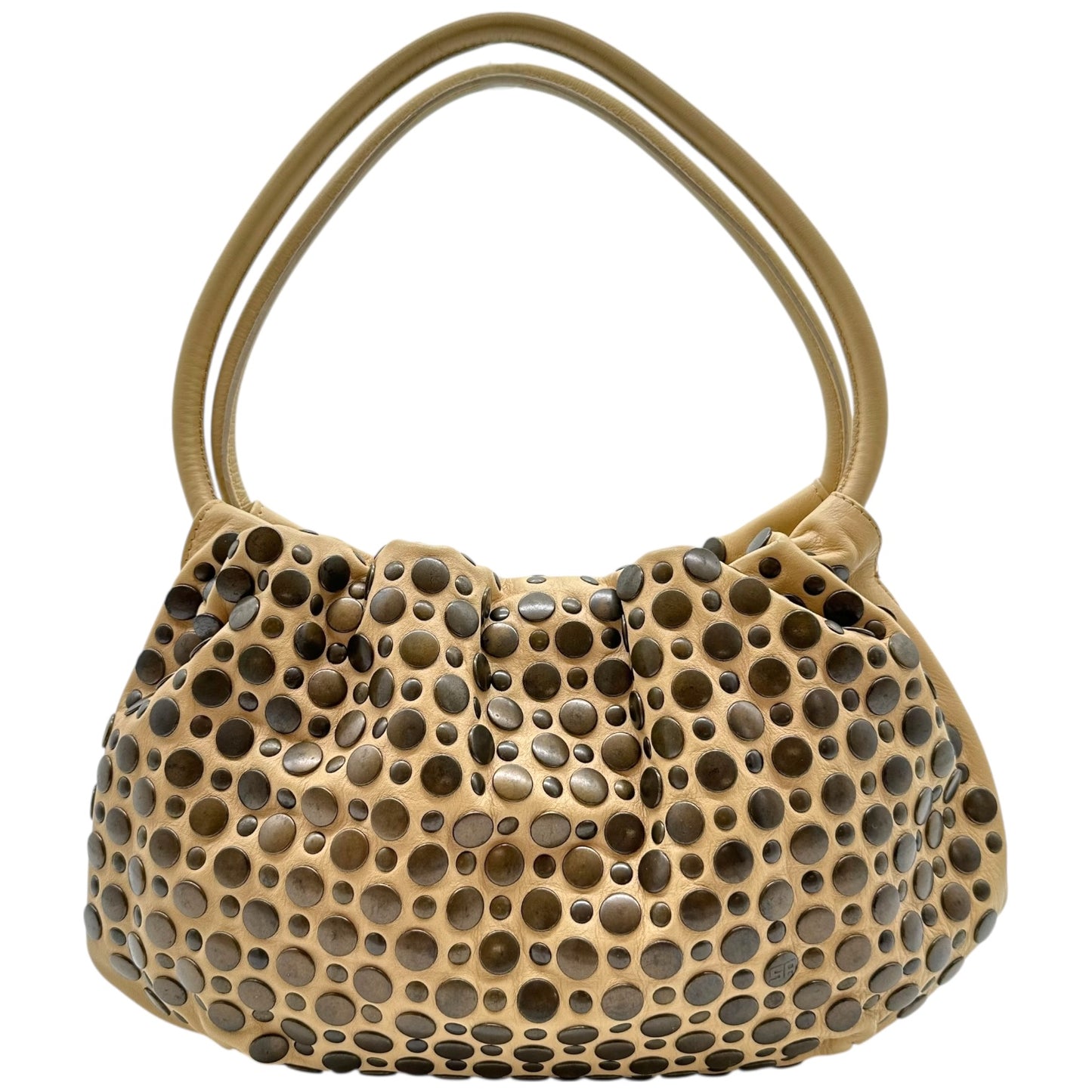 Sonia Rykiel Beige Leather Studded Domino Bag