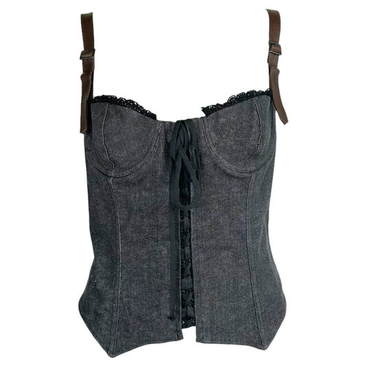 Dolce & Gabbana Dark Wash Denim Corset Top