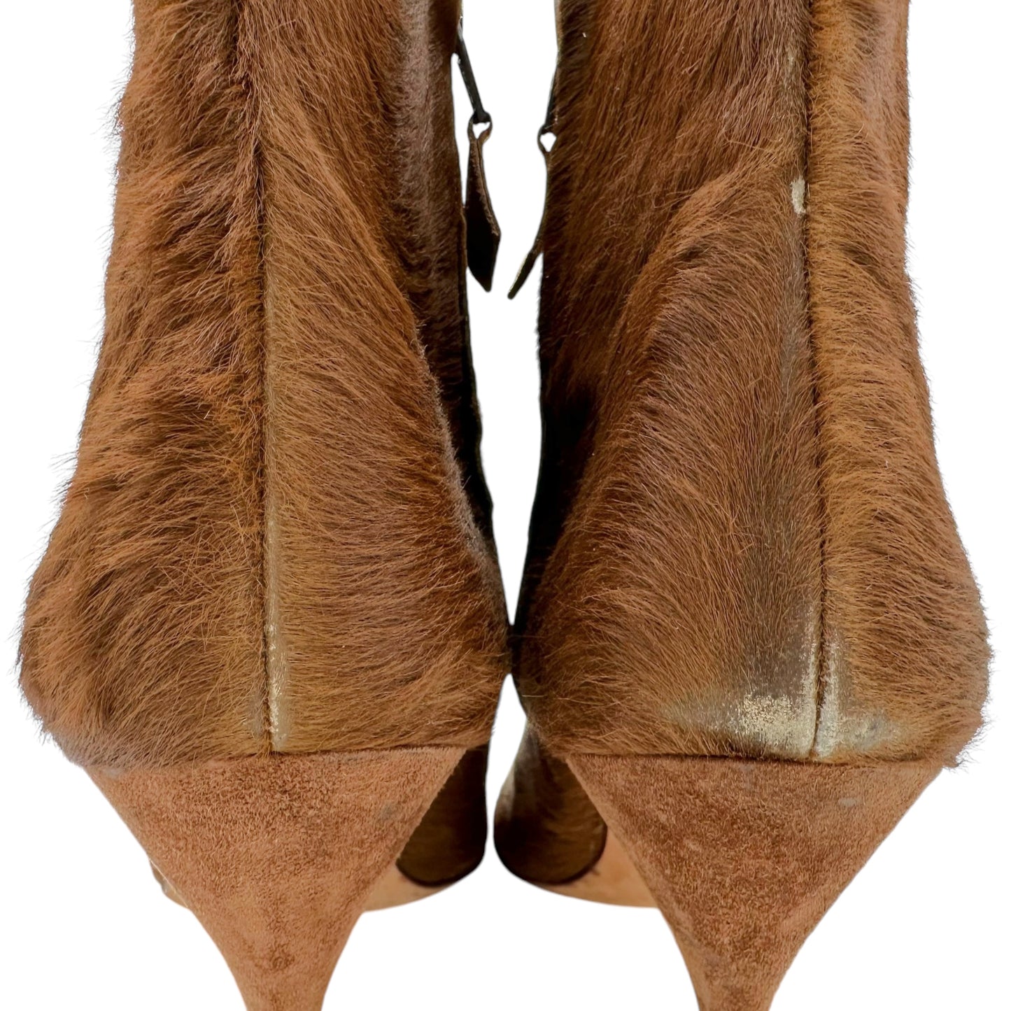 Manolo Blahnik Brown Ponyhair Heeled Booties