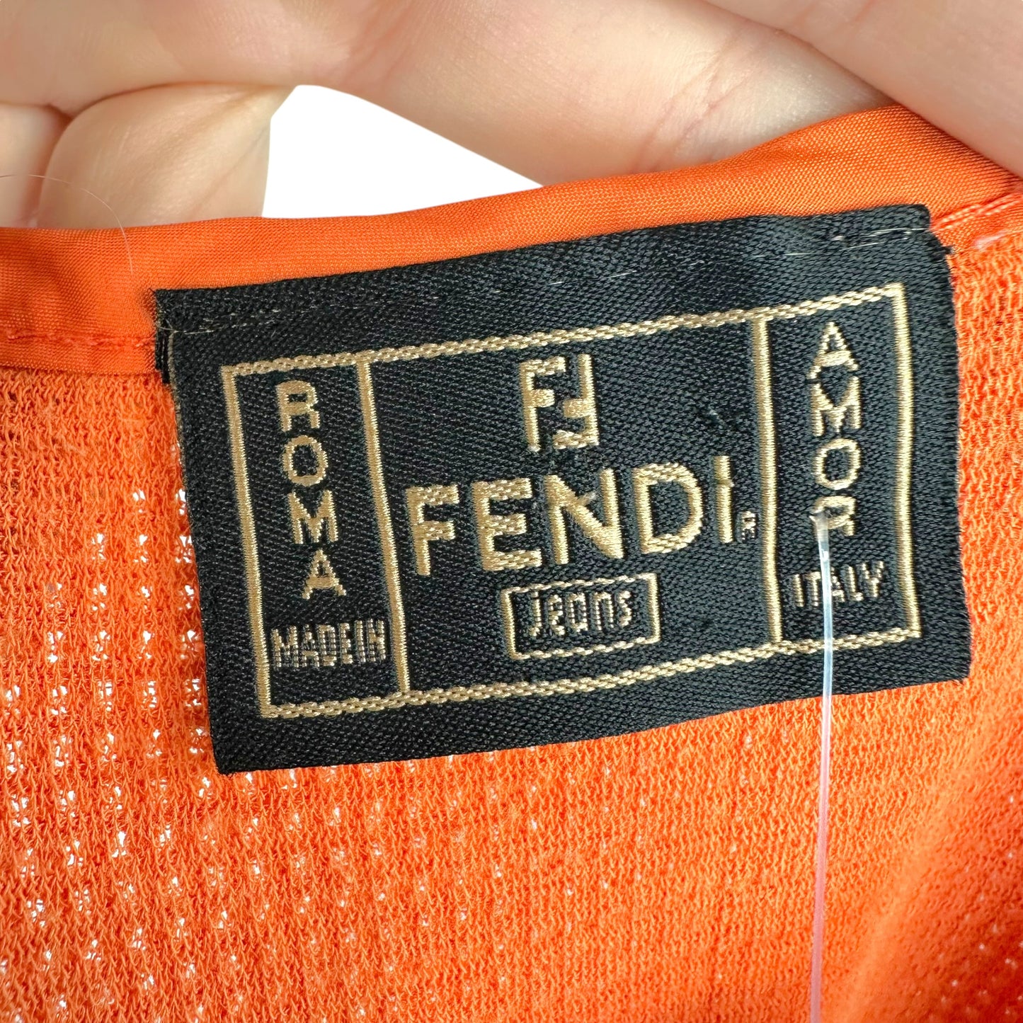 Fendi Orange Waffle Knit Mini Dress 1990s Vintage
