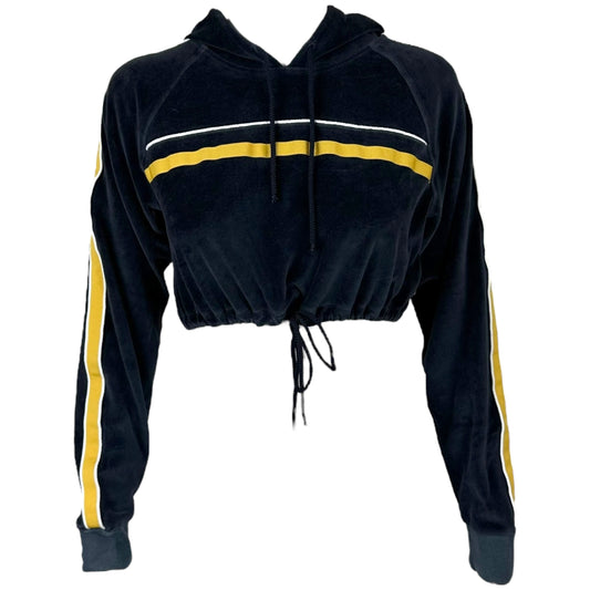 Jean Paul Gaultier Jean's Navy Blue & Yellow Velour Crop Hoodie