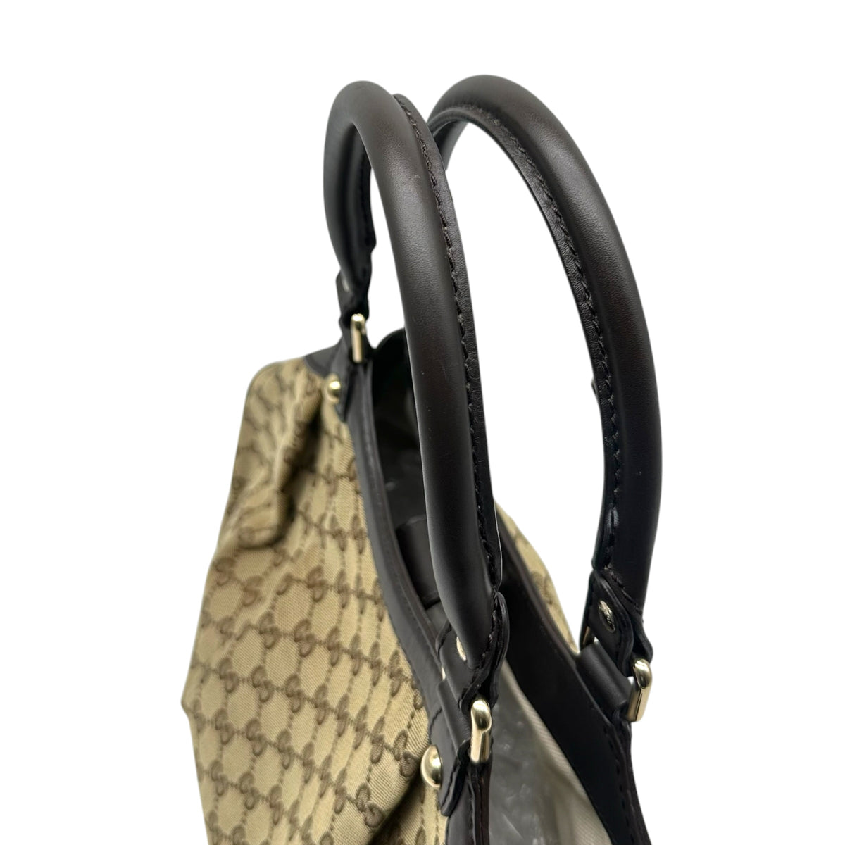 Gucci Tan Monogram Brown Leather Shoulder Bag