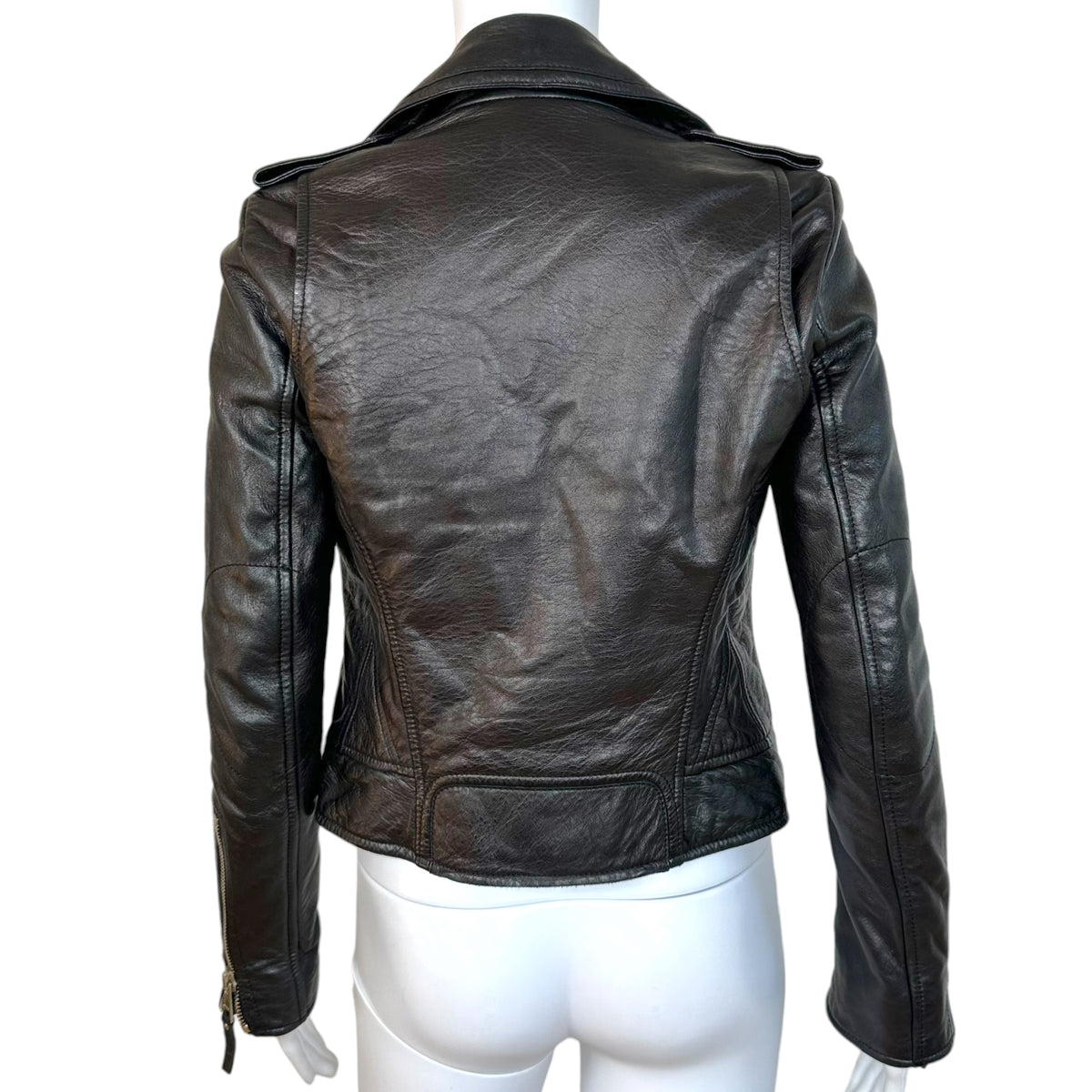 Balenciaga Black Leather Moto Jacket Zip-Up XS