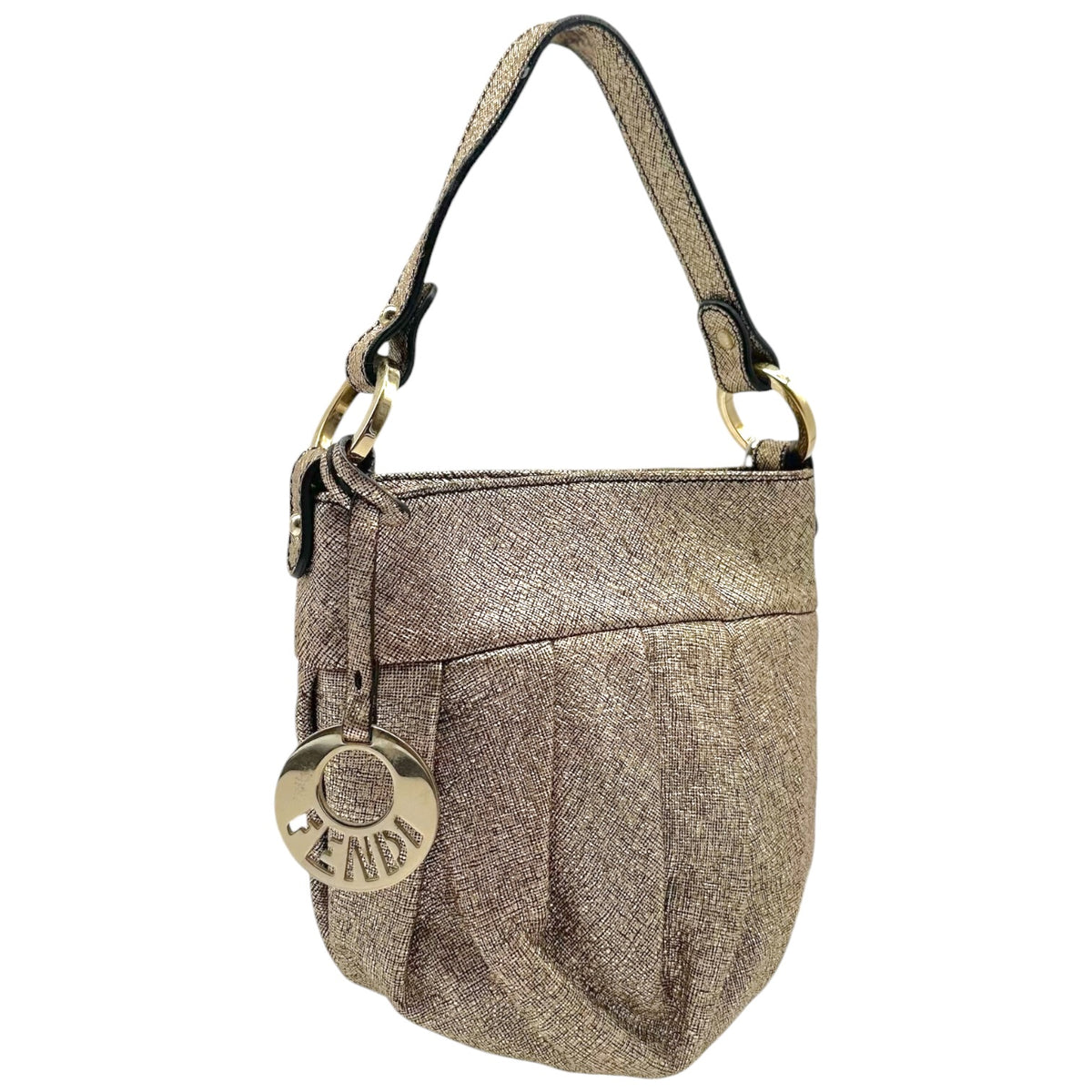 Fendi Gold Leather Mini Chef Handbag