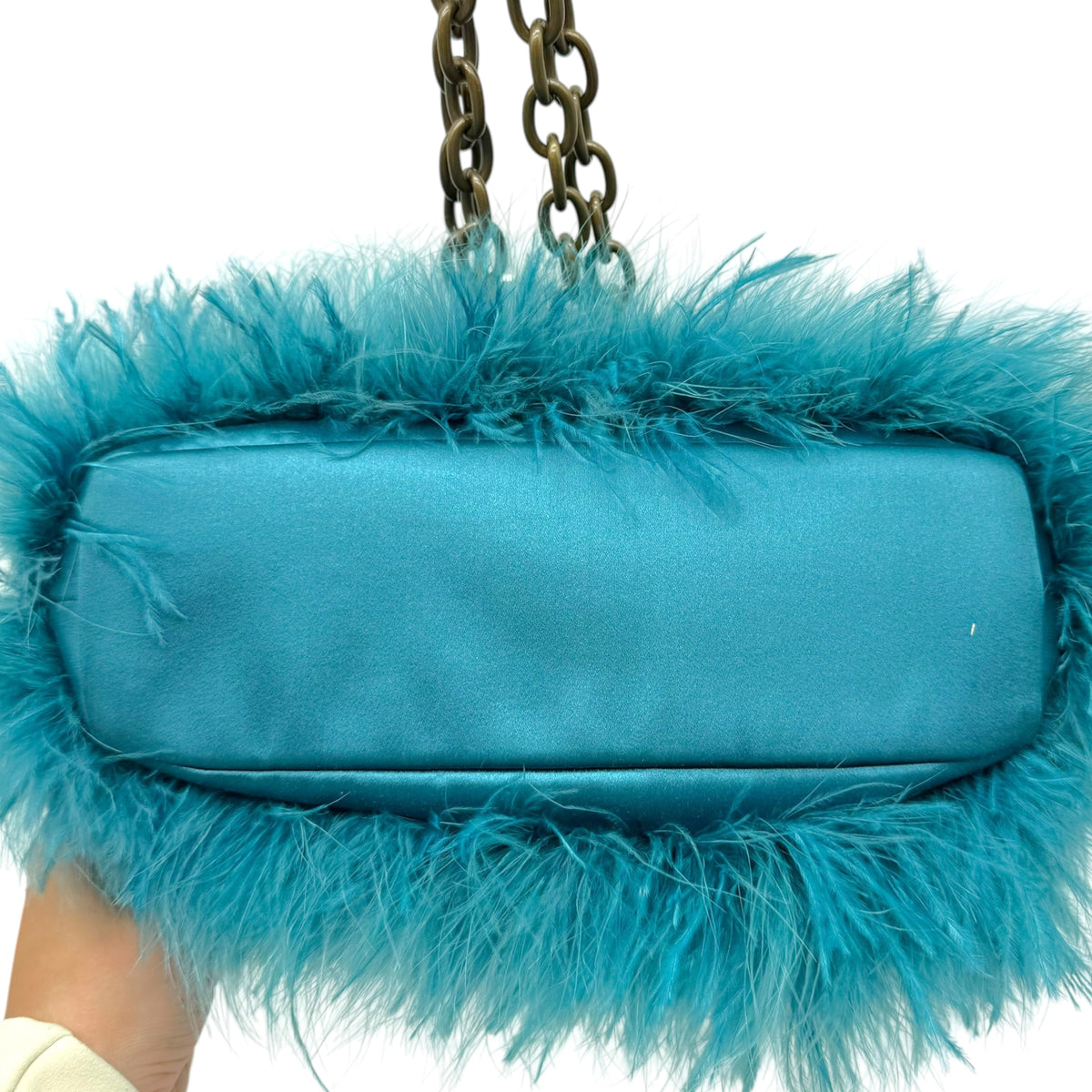Alberta Ferretti Turquoise Ostrich Feather Shoulder Bag