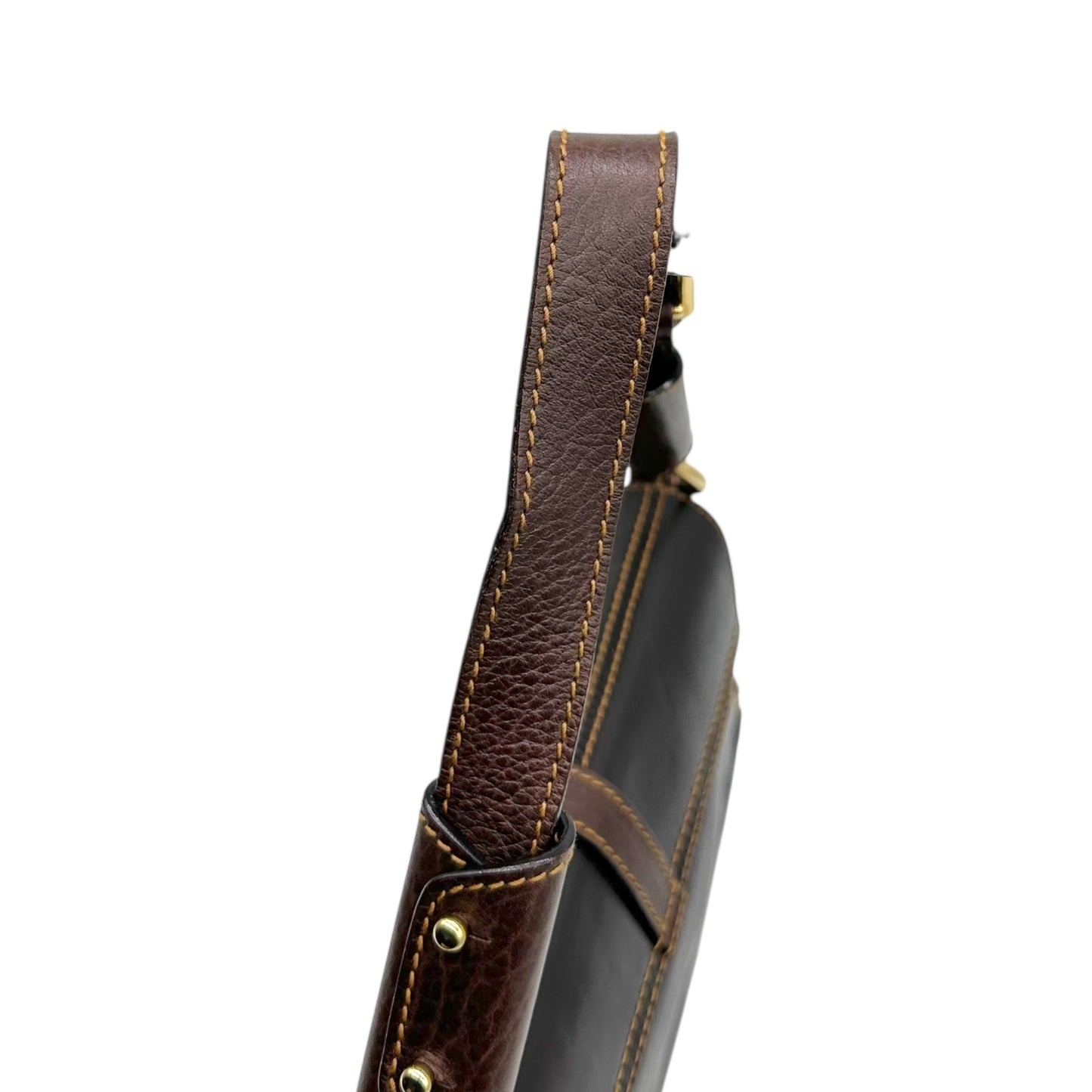 Dolce & Gabbana Brown Leather Shoulder Bag with Gold Hardware