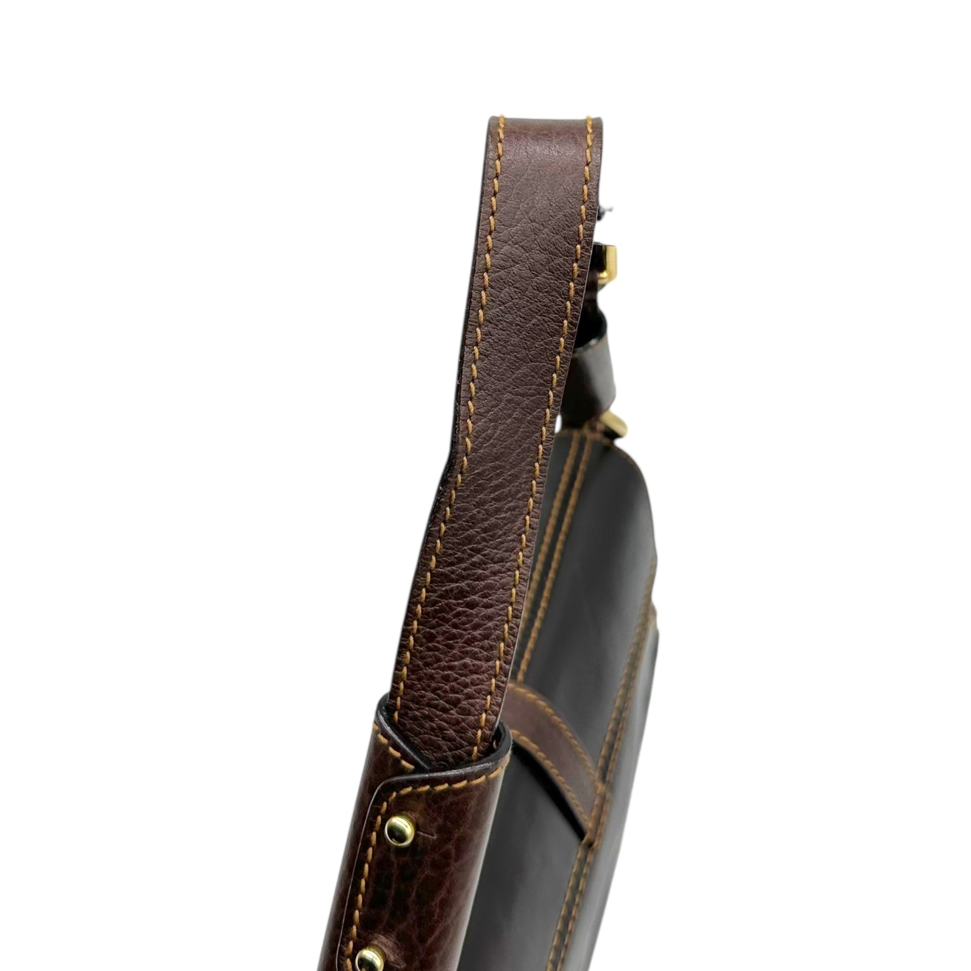 Dolce & Gabbana Brown Leather Shoulder Bag with Gold Hardware