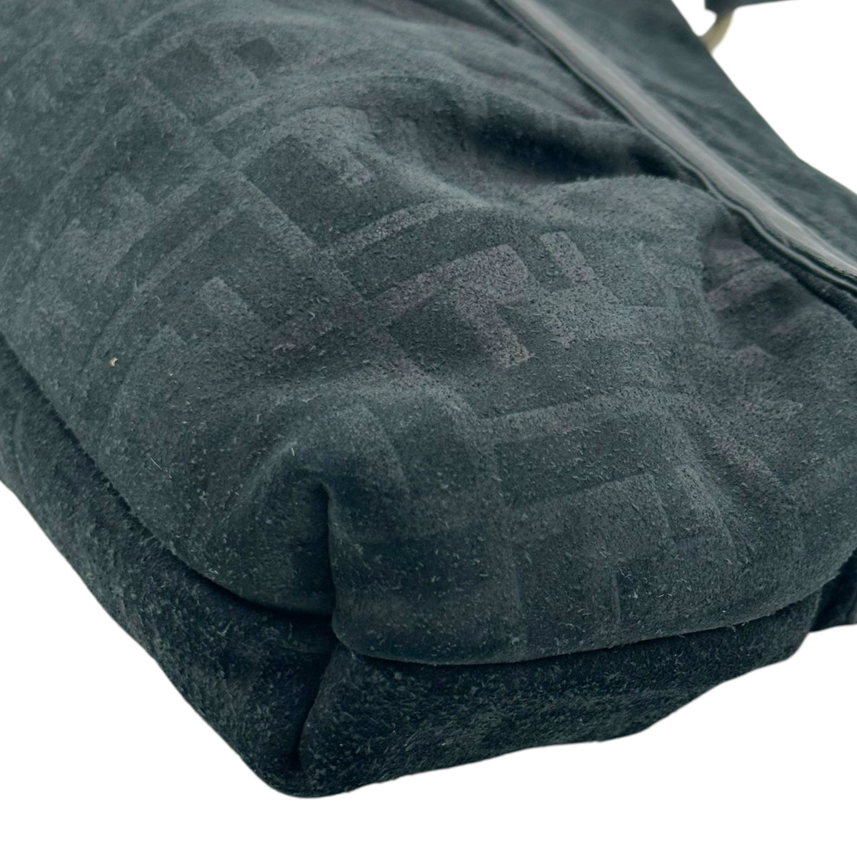 Fendi Black Suede Zucca Monogram Shoulder Bag