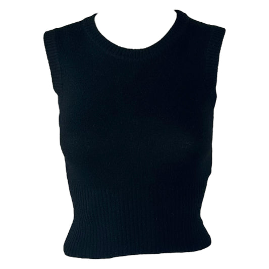 D&G Dolce & Gabbana Black Wool Knit Cropped Sweater Vest