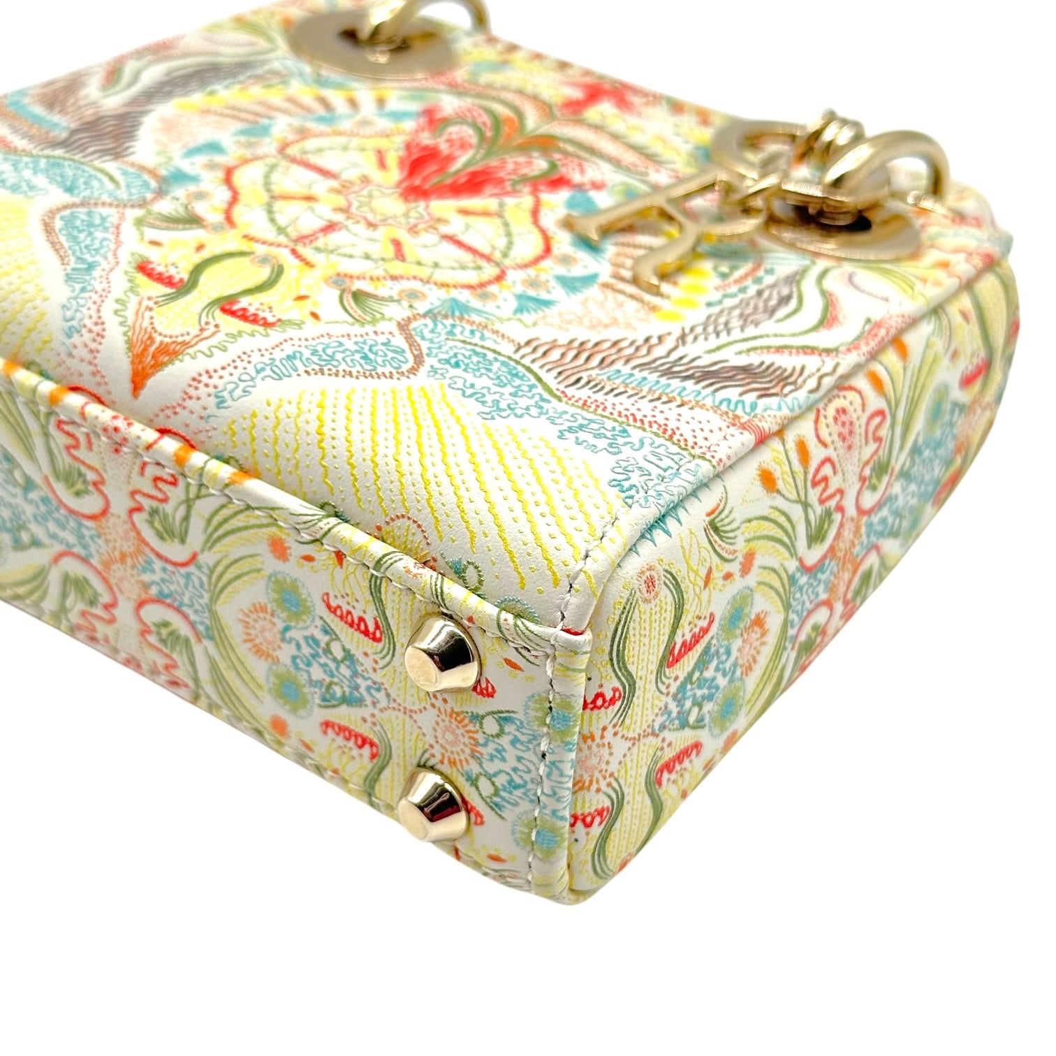 Christian Dior Micro Lady Dior Handbag Multicolor Ivory