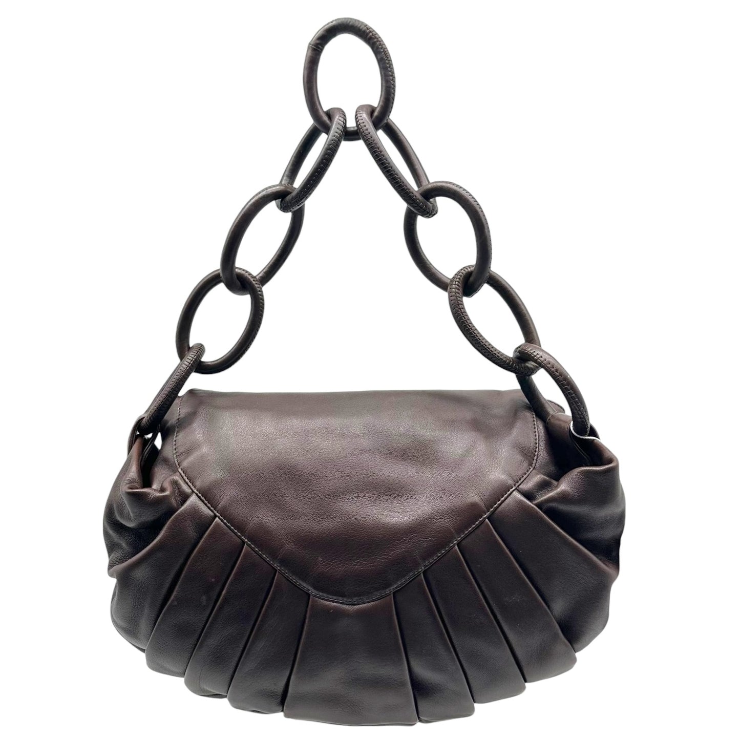 Chanel Chocolate Brown Leather Chain Link Hobo Bag NEW