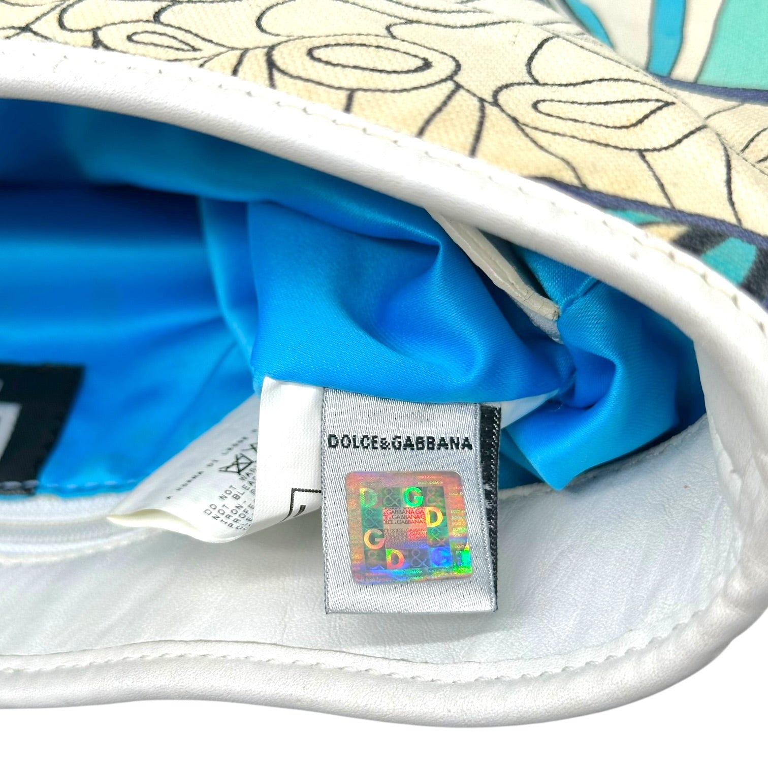 D&G Dolce & Gabbana Blue White Floral Print Shoulder Bag