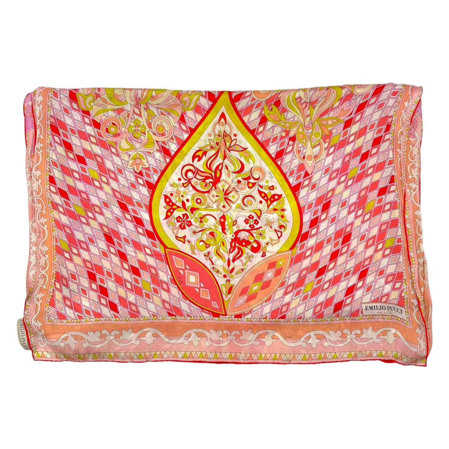 Emilio Pucci Pink & Yellow Floral Printed Sarong Scarf