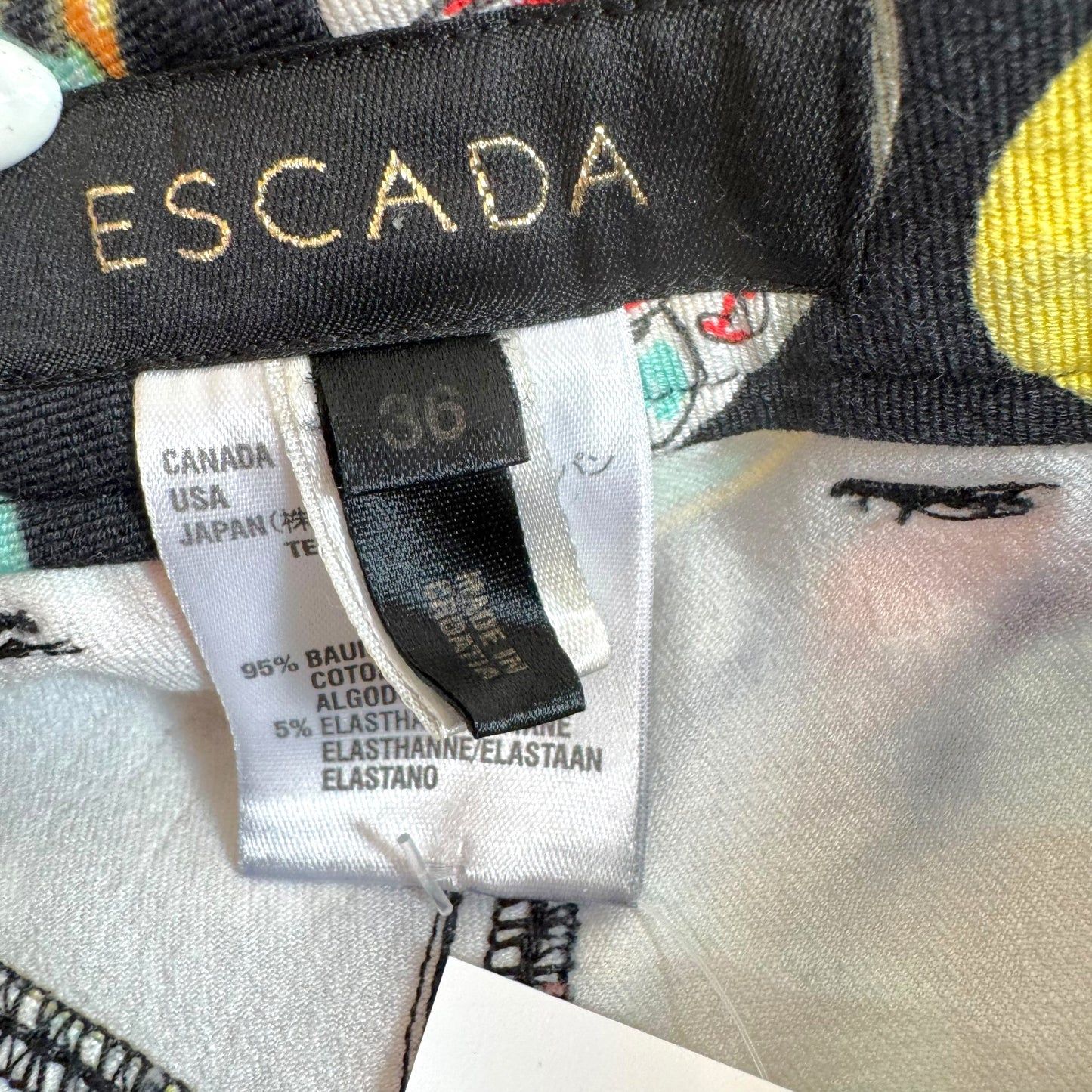 Escada Multicolor Capri Pants Guitar Pin Print Size S