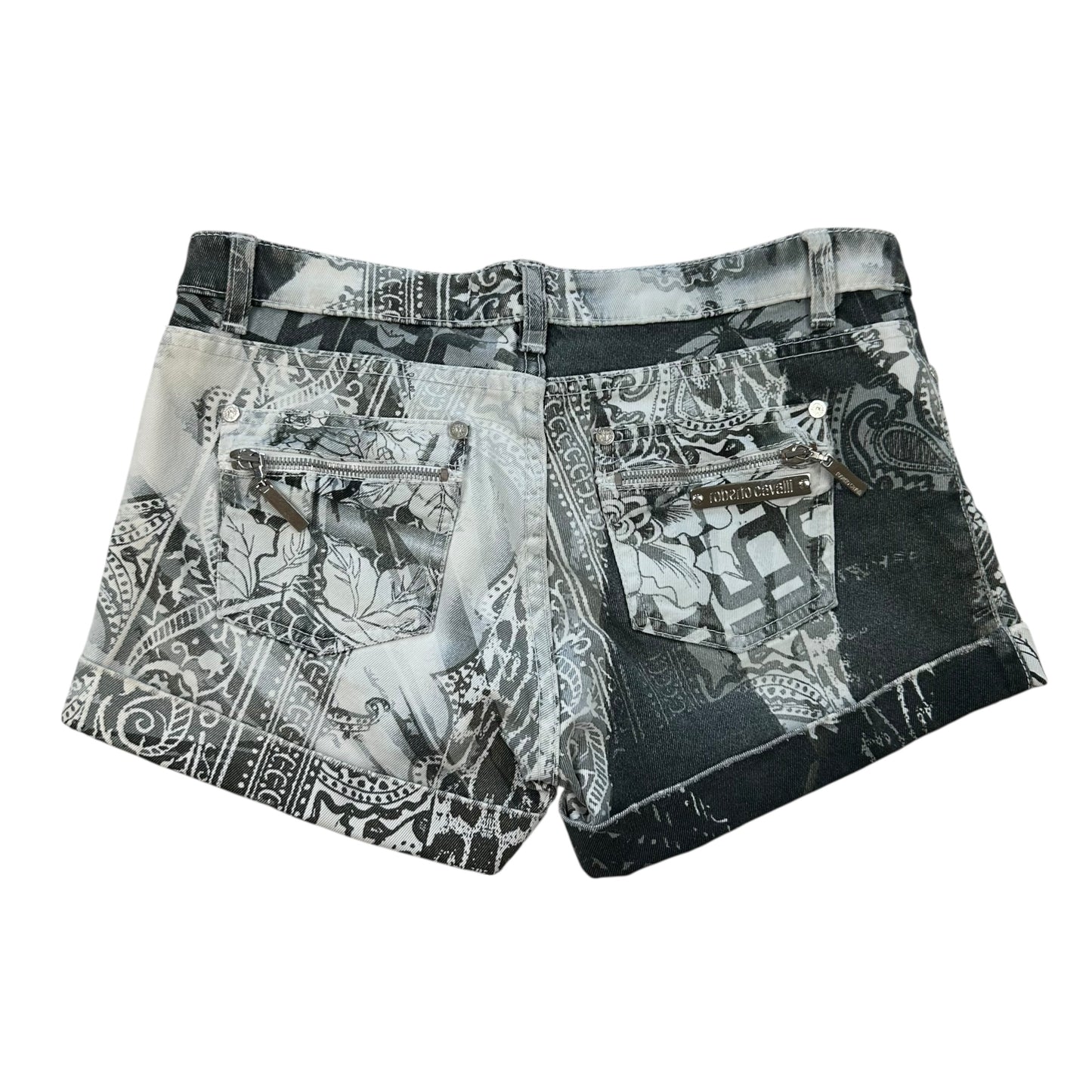 Roberto Cavalli Black & White Printed Shorts NEW