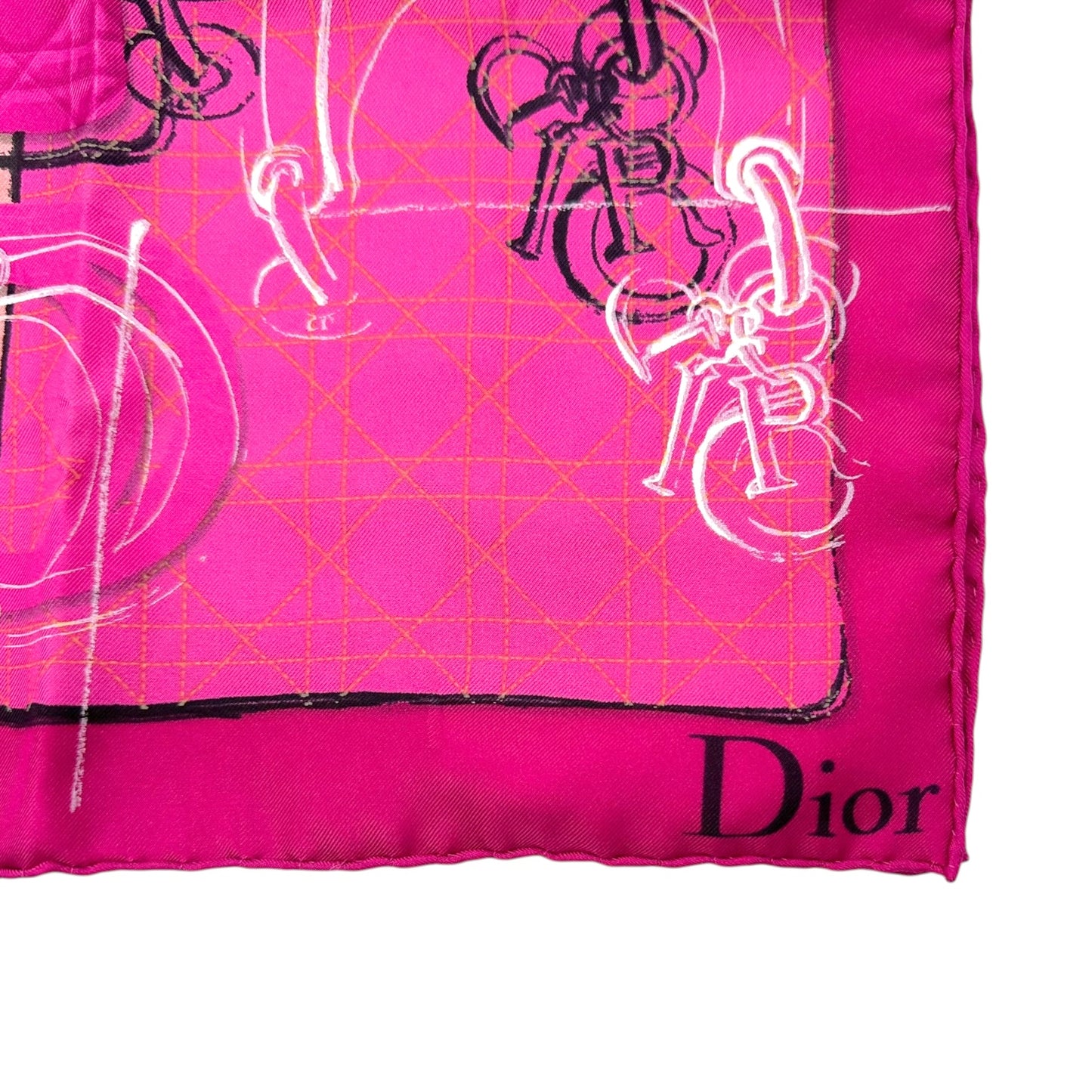 Christian Dior Silk Square Scarf Hot Pink Leopard Print