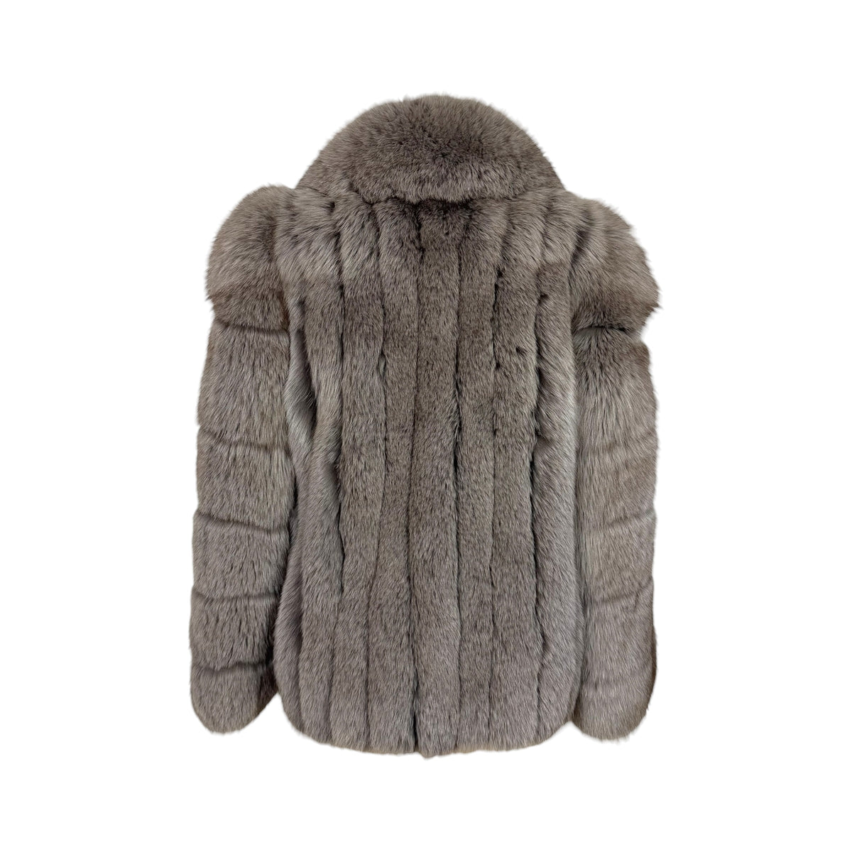 MG Gray Fox Fur Coat with Voluminous Collar