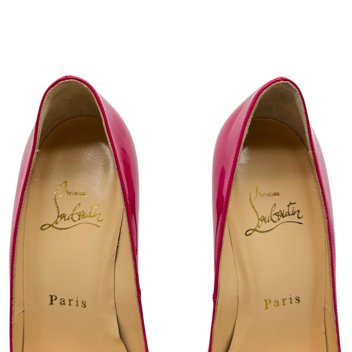 Christian Louboutin Hot Pink Patent Leather Peep-Toe Pumps
