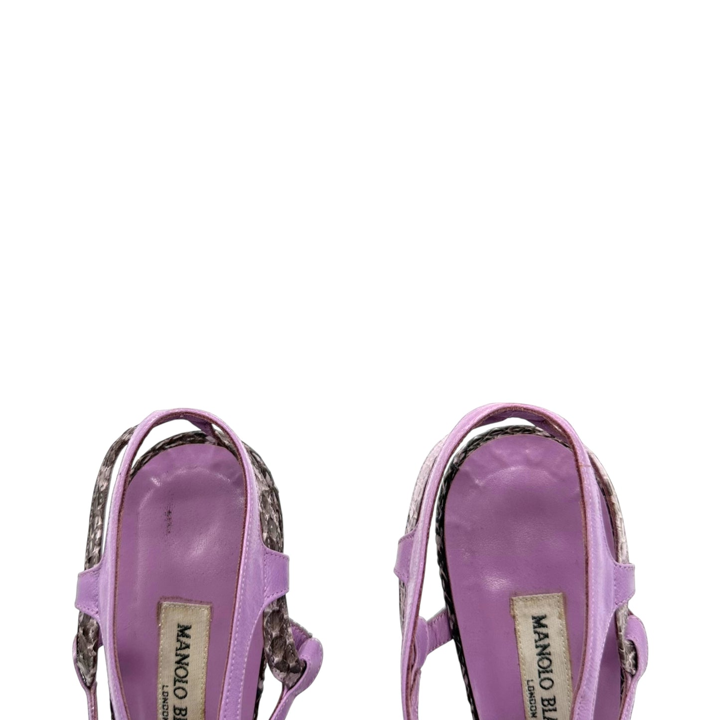 Manolo Blahnik Purple Python Lace Up Heels