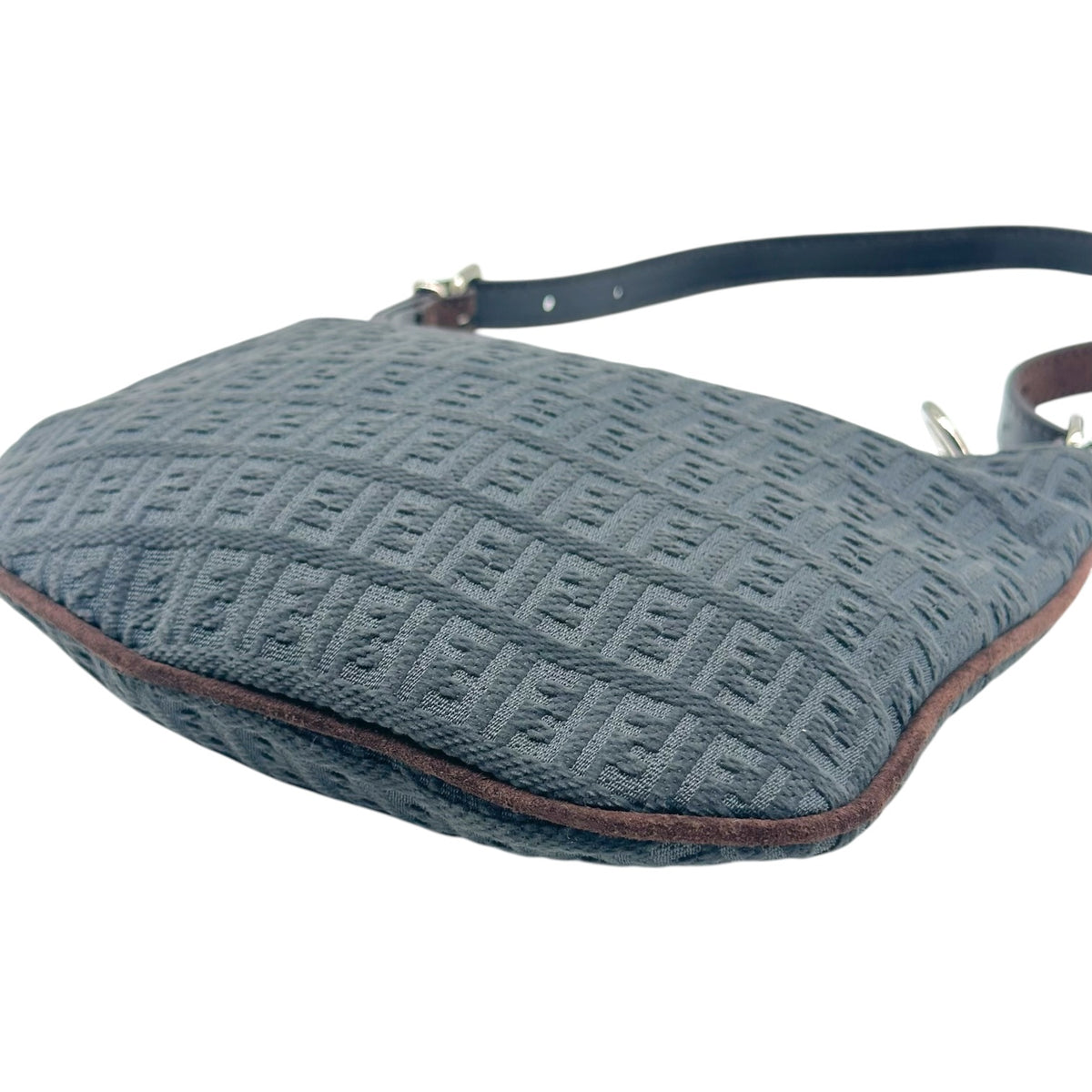 Fendi Small Oyster Bag Black Velour Zucchino Monogram