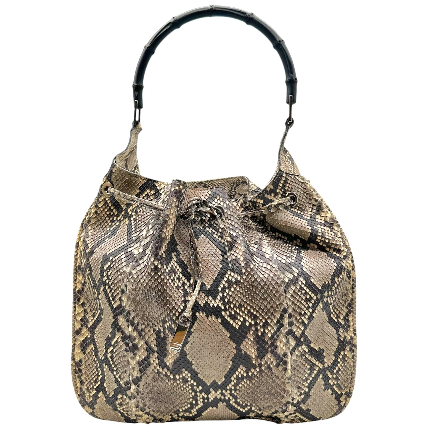 Gucci Brown Python Hobo Bag With Bamboo Handle