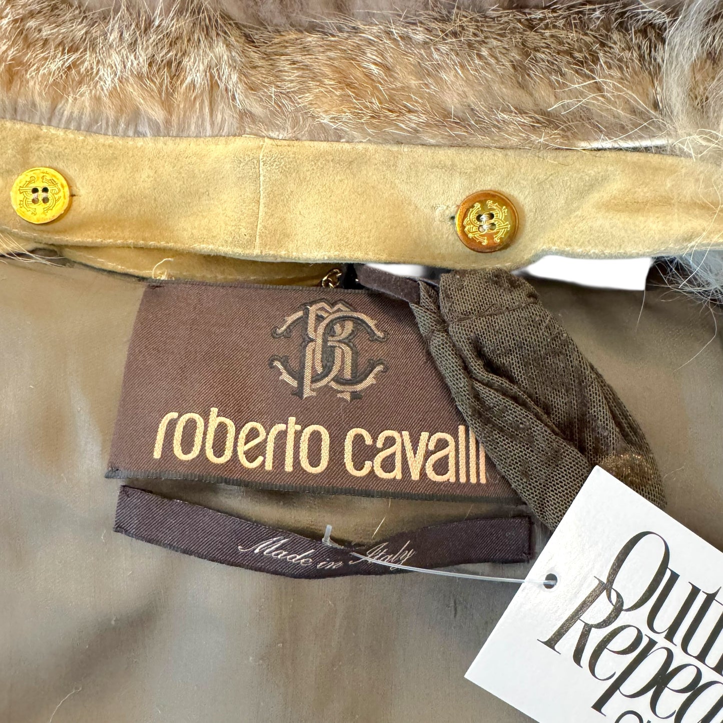 Roberto Cavalli Fur Coat Multicolor Patchwork Lynx Mink