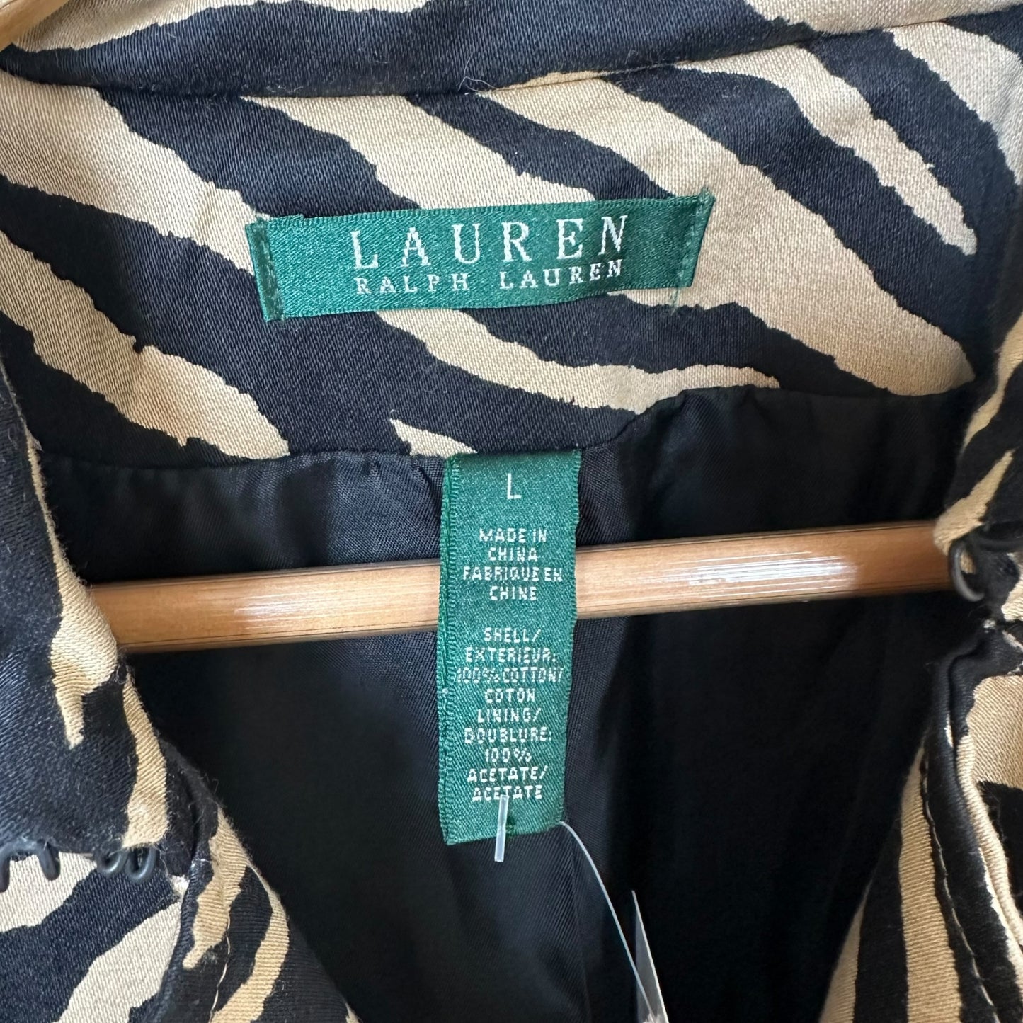 Lauren Ralph Lauren Zebra Print Trench Coat Beige Black