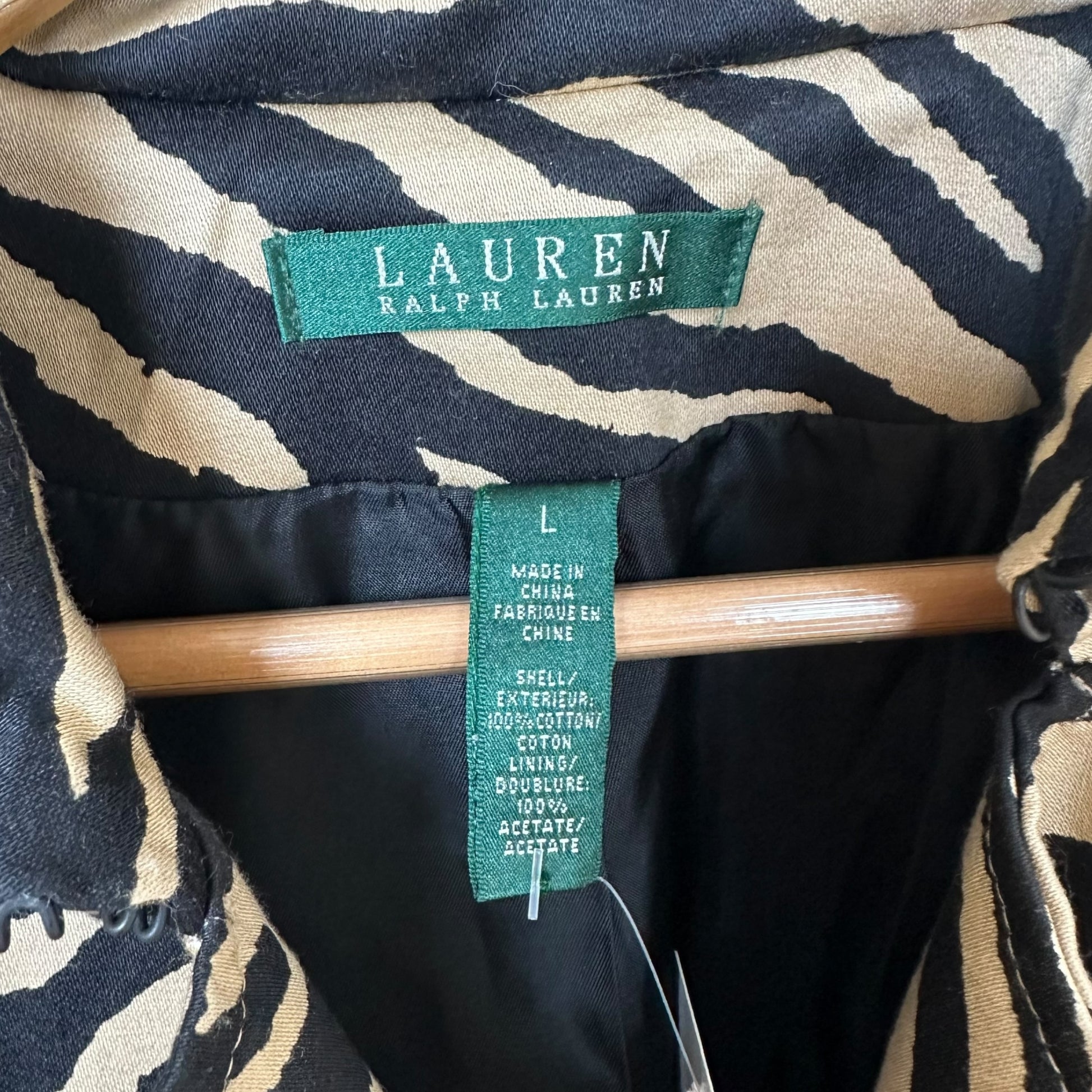Lauren Ralph Lauren Zebra Print Trench Coat Beige Black