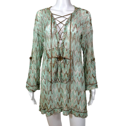Missoni Mare Turquoise & Brown Hooded Mini Dress