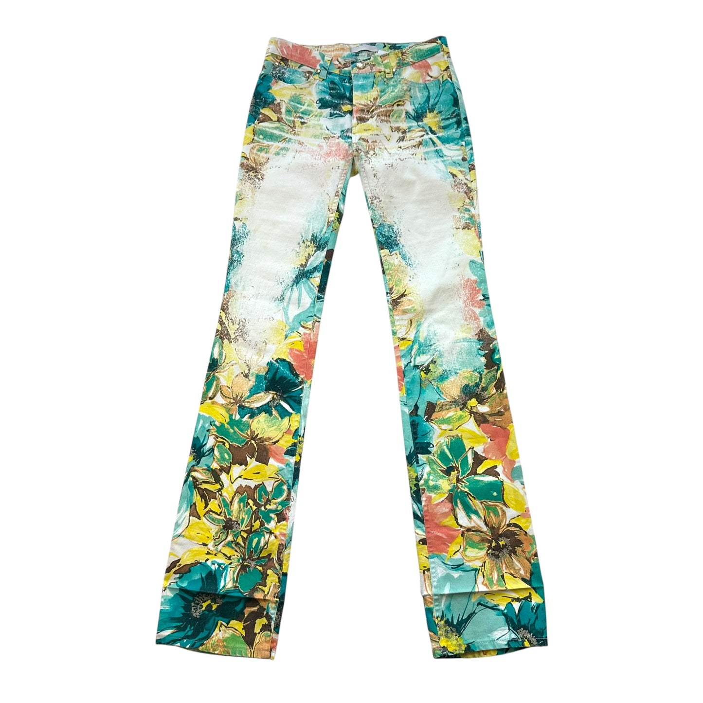 Roberto Cavalli Multicolor Floral Printed Jeans