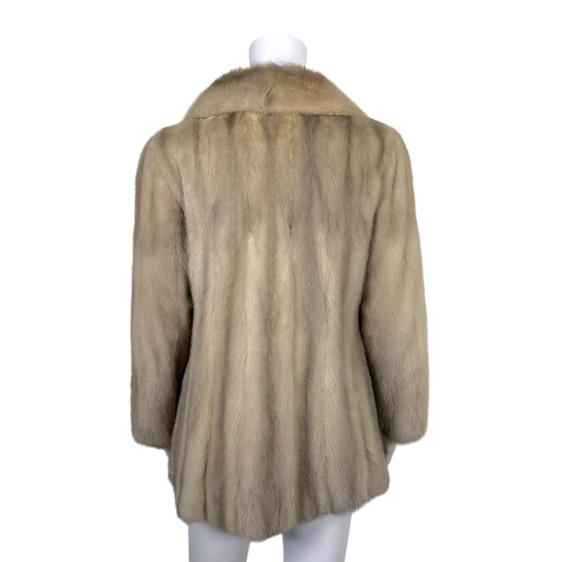 Saga Gray Mink Coat Open Front Notched Lapel XS