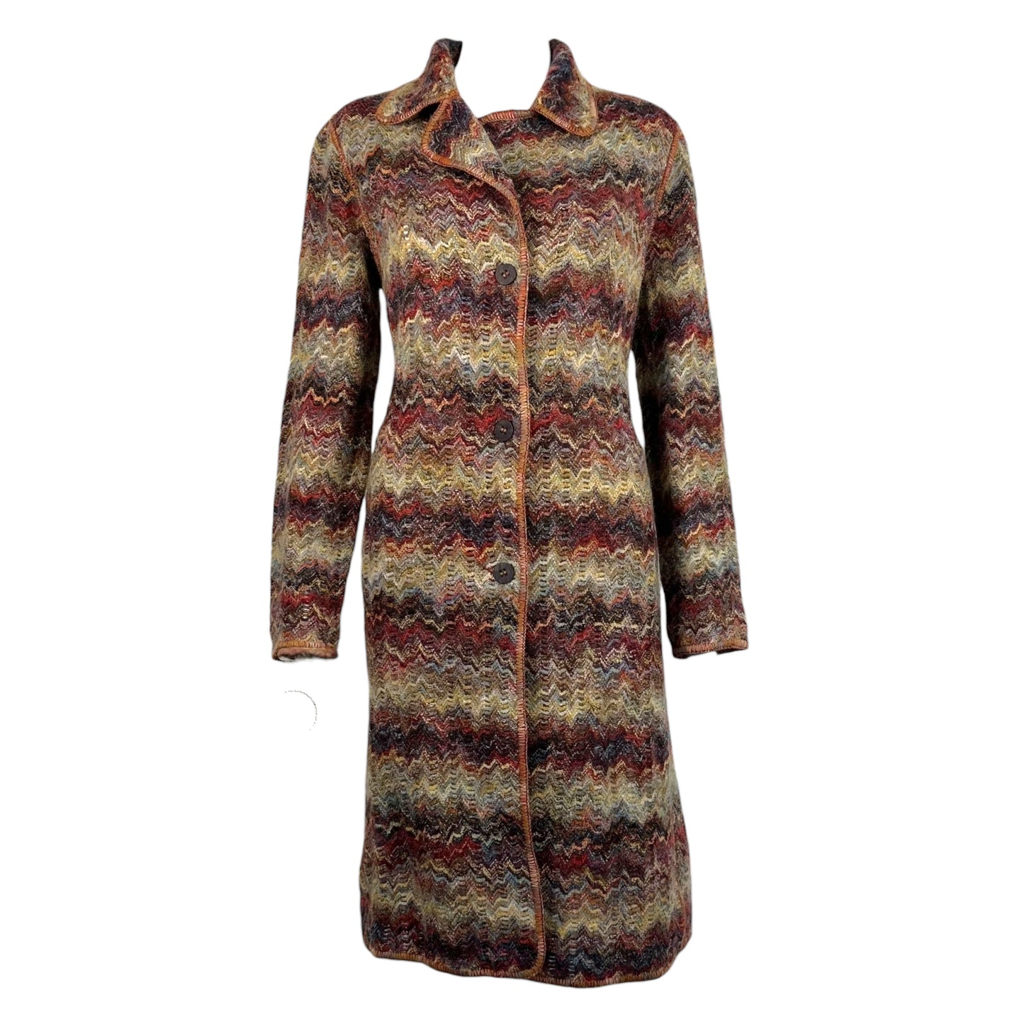 Missoni Multicolor Wool Mohair Chevron Knit Coat