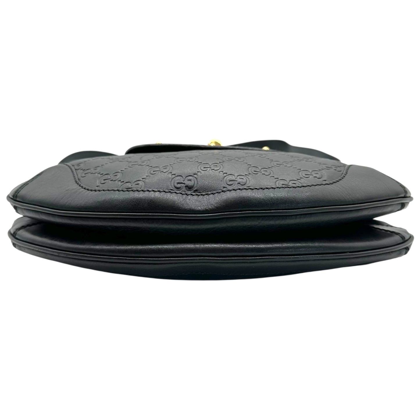 Gucci Black Guccissima Bamboo Handle Turnlock 2-Way Bag - Outfit Repeater