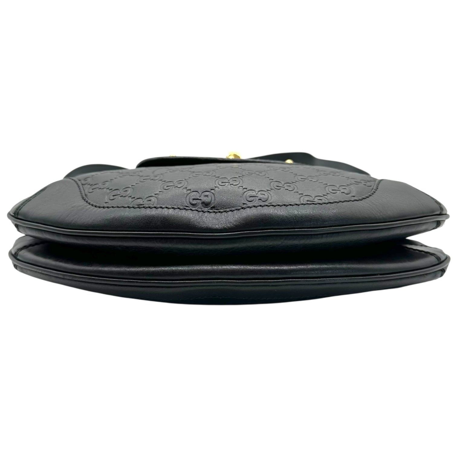 Gucci Black Guccissima Bamboo Handle Turnlock 2-Way Bag - Outfit Repeater