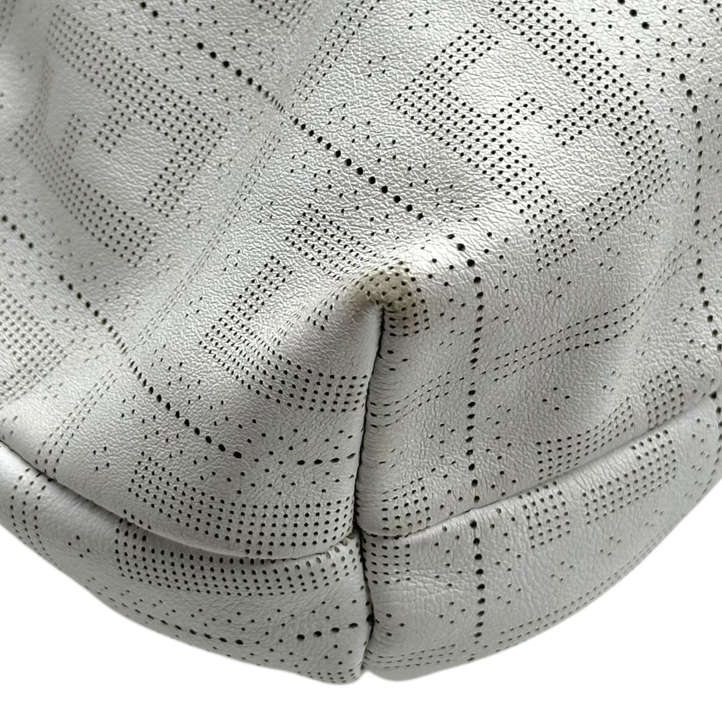 Fendi White Perforated Leather  Zucca Monogram Medium Chef Bag - Outfit Repeater