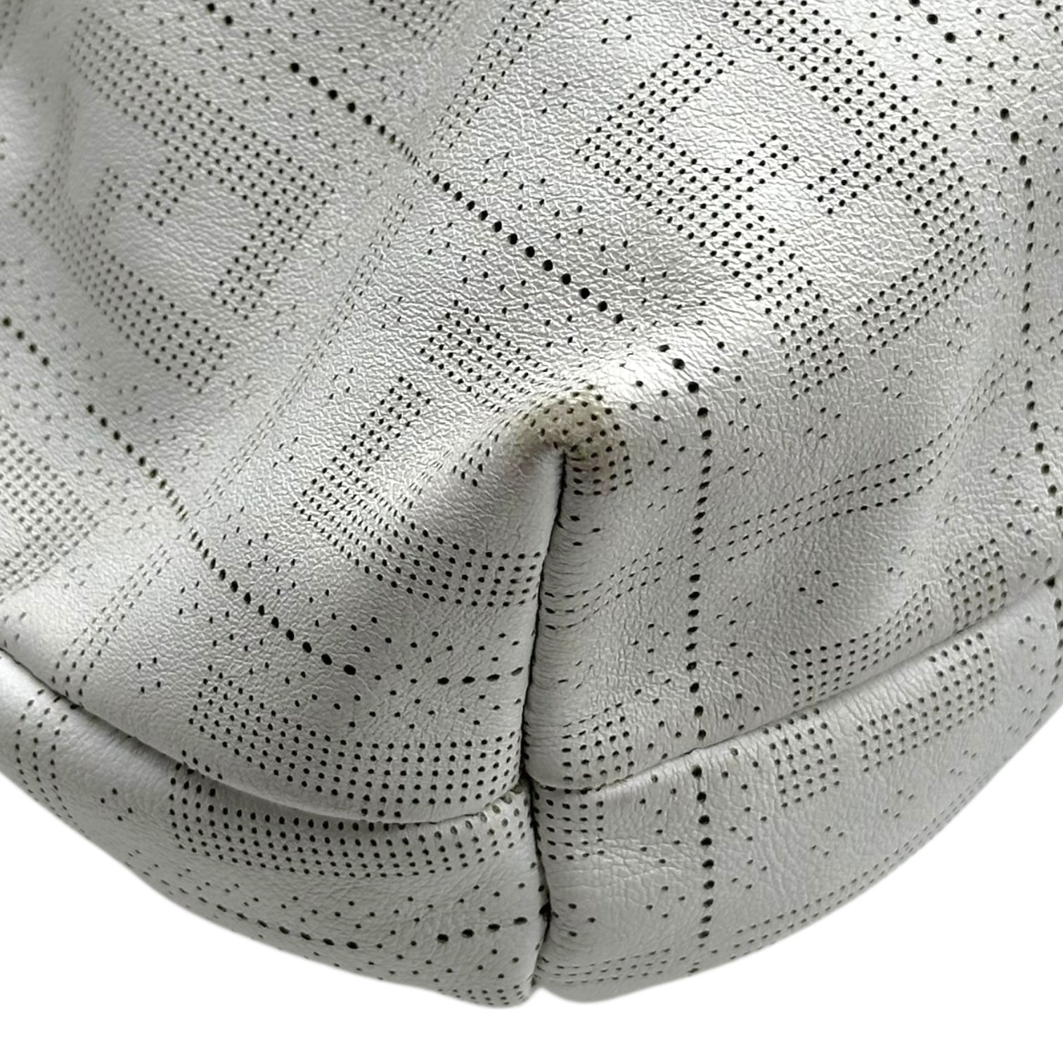 Fendi White Perforated Leather  Zucca Monogram Medium Chef Bag - Outfit Repeater