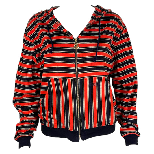 Moschino Jeans Red & Black Striped Logo Hoodie