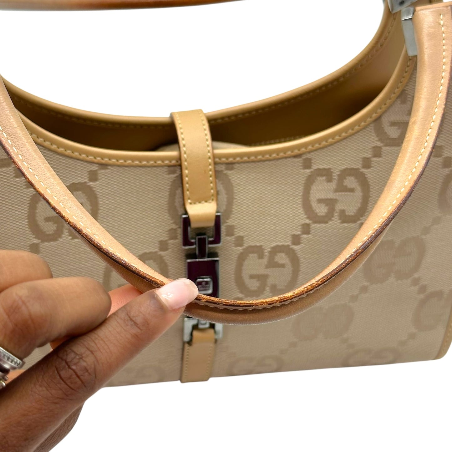 Gucci Tan XL Monogram Mini Jackie Bag