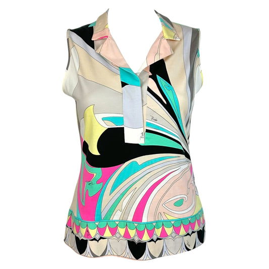 Emilio Pucci Pink Multicolor Printed Sleeveless Tank Top