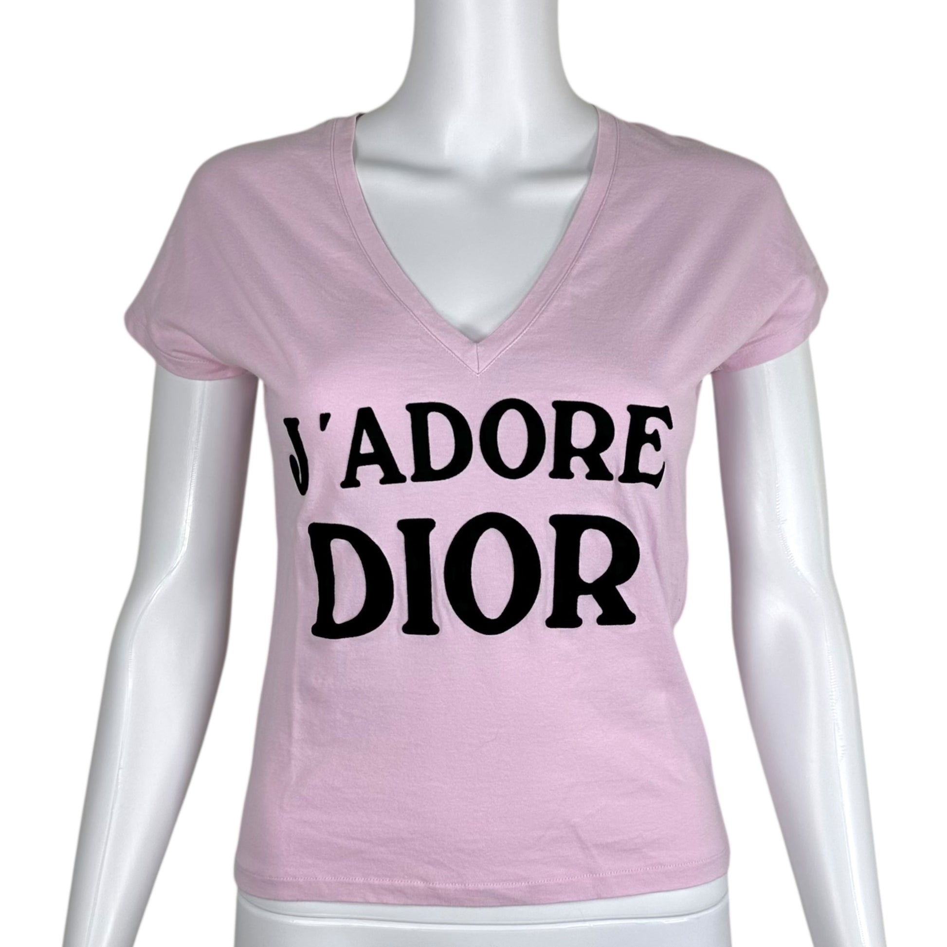 Christian Dior V-Neck T-Shirt Pink Black J'Adore Dior