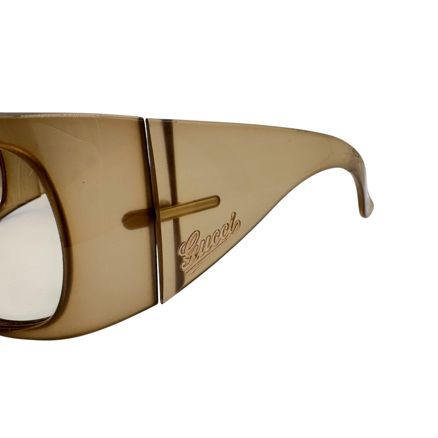 Gucci Light Brown Tinted Clear Lens Wrap Sunglasses GG2962/S