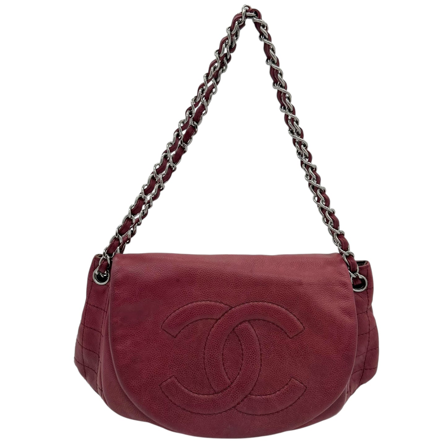 Chanel Burgundy Leather Big Logo Shoulder Bag