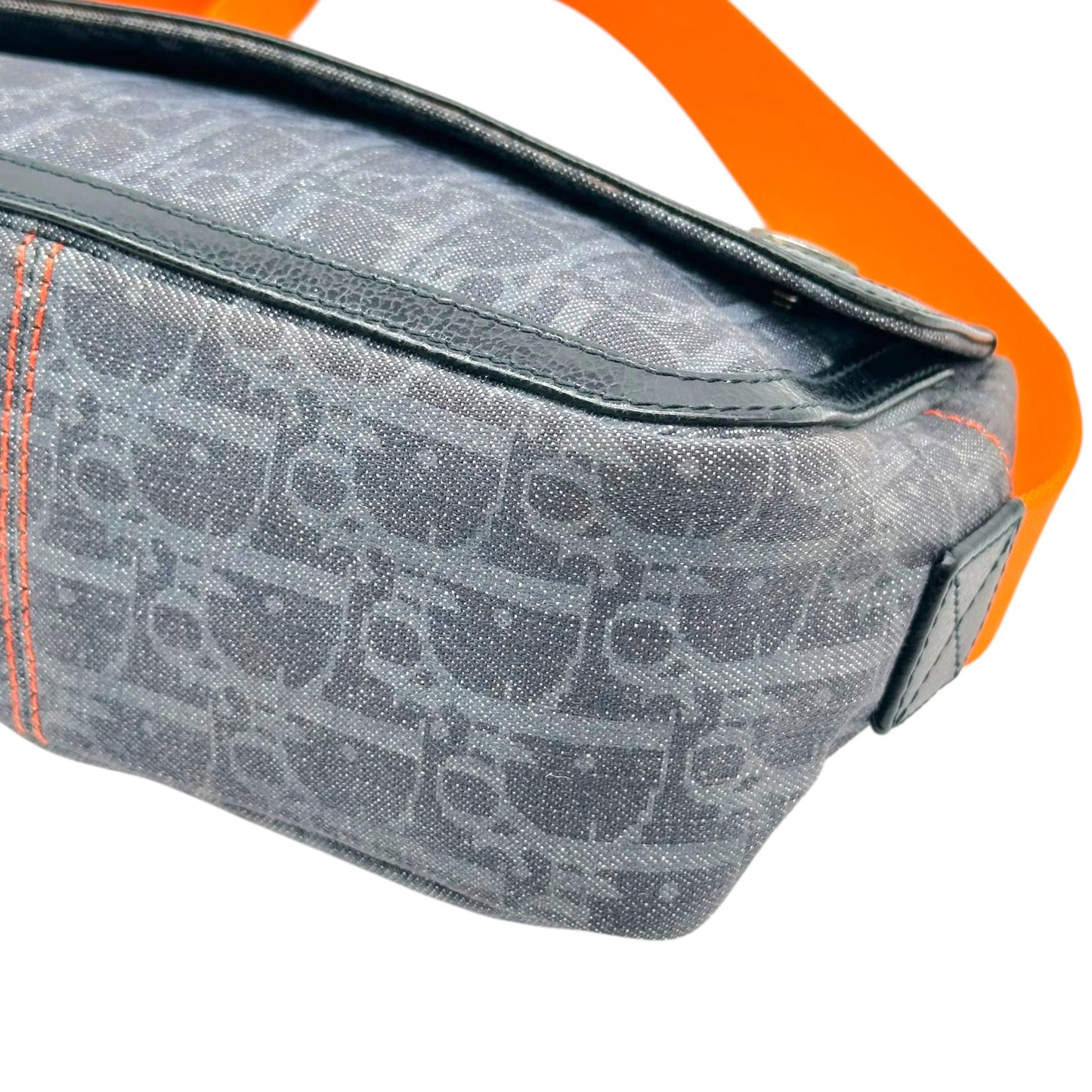 Christian Dior 'Flight' Denim Monogram & Orange Pochette Bag